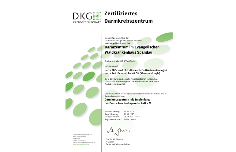 Zertifikat: Darmkrebszentrum Zertifikat: Darmkrebszentrum